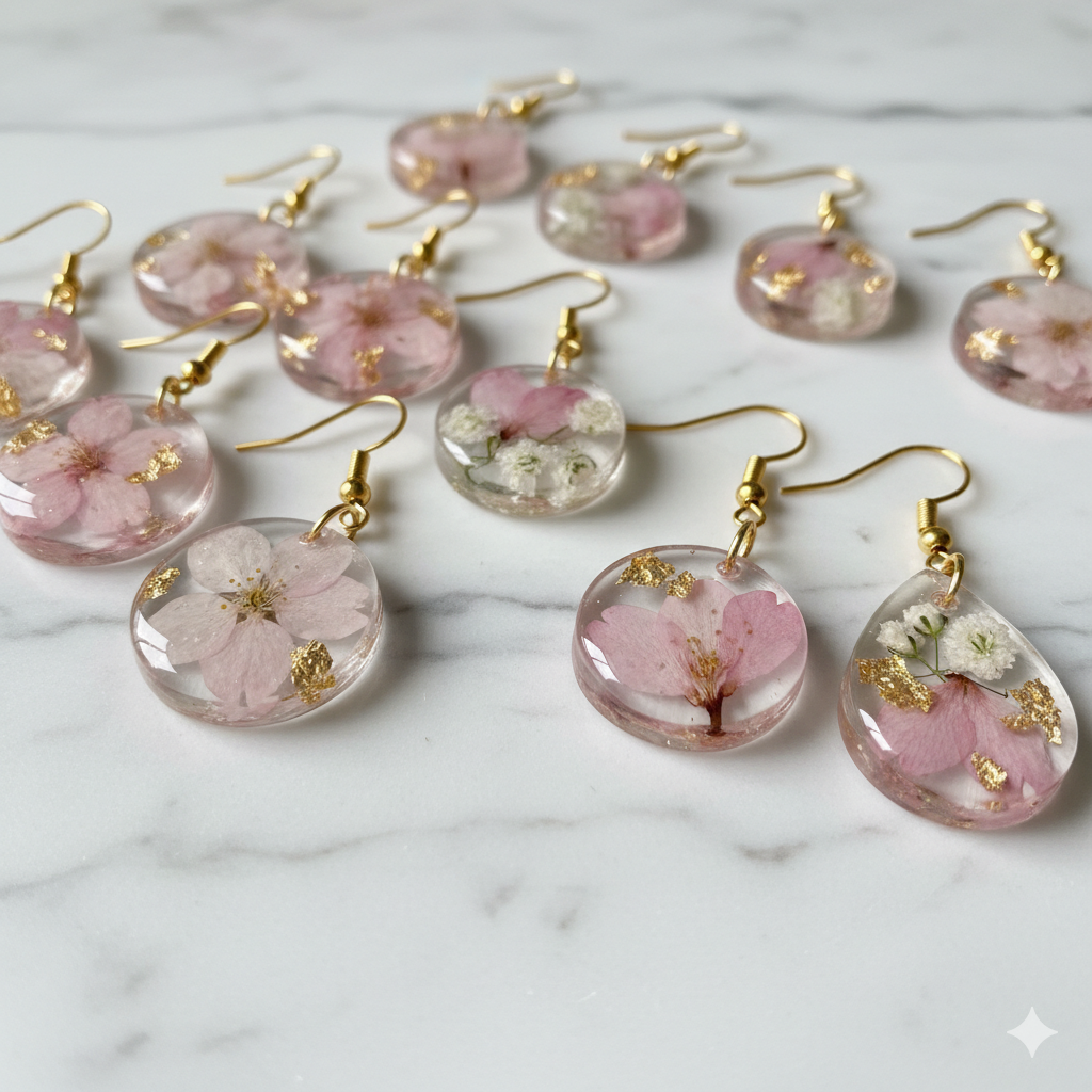 押し花レジンピアスコレクション